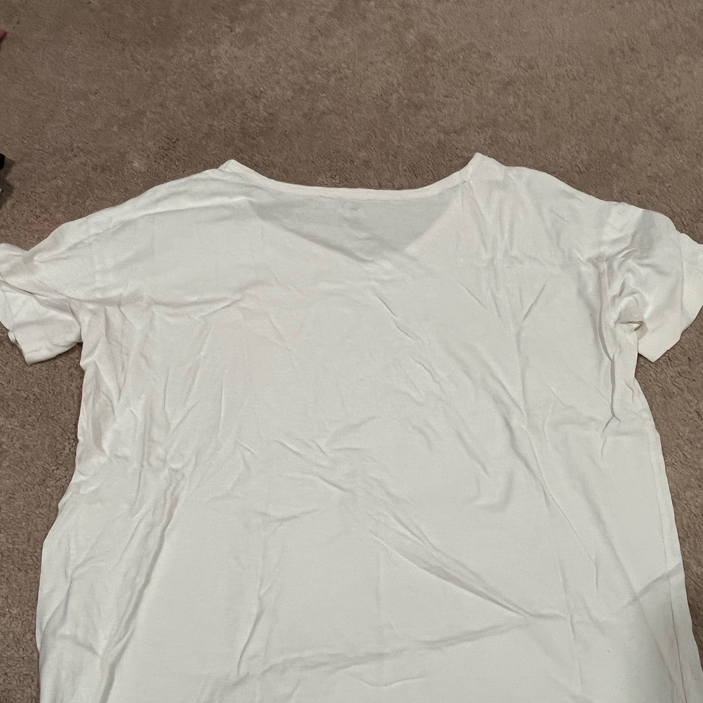 Aerie White Distressed V-neck T